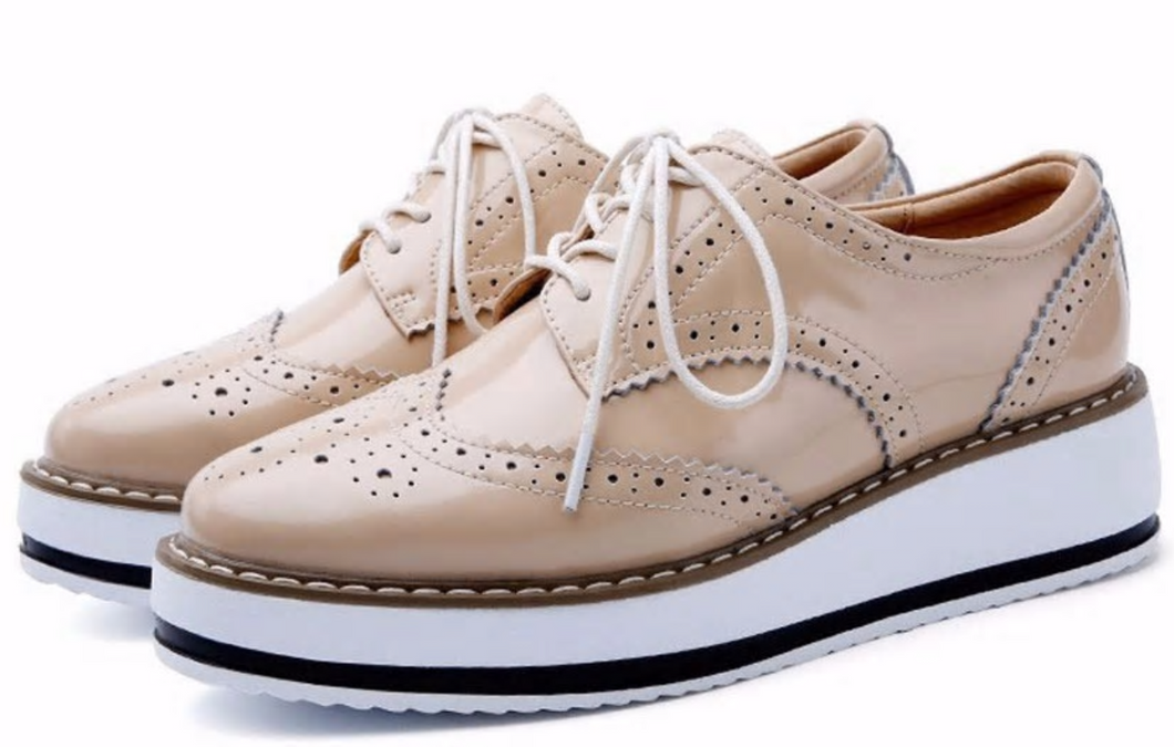 Women Leather Flats Lace Up Footwear Flat Oxford Shoes