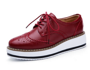 Women Leather Flats Lace Up Footwear Flat Oxford Shoes