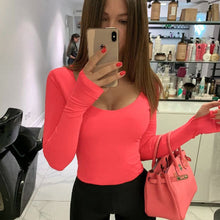 Load image into Gallery viewer, Women Neon Bodysuit Long Sleeve Bodycon Streetwear Club Party Outfits