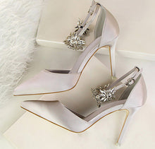 Load image into Gallery viewer, Elegant Rhinestone High Heels Women Pumps Silk Pointed Toe Shoes