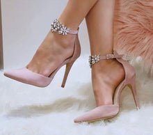 Load image into Gallery viewer, Elegant Rhinestone High Heels Women Pumps Silk Pointed Toe Shoes