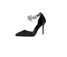 Load image into Gallery viewer, Elegant Rhinestone High Heels Women Pumps Silk Pointed Toe Shoes