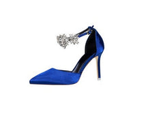 Load image into Gallery viewer, Elegant Rhinestone High Heels Women Pumps Silk Pointed Toe Shoes