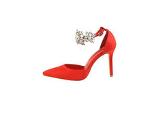 Load image into Gallery viewer, Elegant Rhinestone High Heels Women Pumps Silk Pointed Toe Shoes