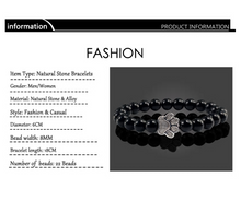 Load image into Gallery viewer, Natural Matte Black Lava Volcanic Stone Paw Print Charm Bracelet