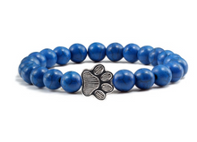 Load image into Gallery viewer, Natural Matte Black Lava Volcanic Stone Paw Print Charm Bracelet