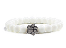 Load image into Gallery viewer, Natural Matte Black Lava Volcanic Stone Paw Print Charm Bracelet