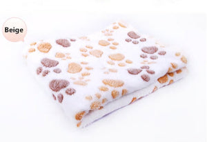 Pets Sleep Warm Paw Print Towel Fleece Soft Blanket