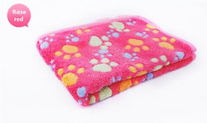 Pets Sleep Warm Paw Print Towel Fleece Soft Blanket