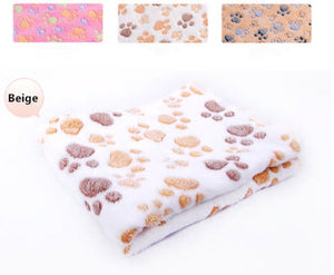 Pets Sleep Warm Paw Print Towel Fleece Soft Blanket