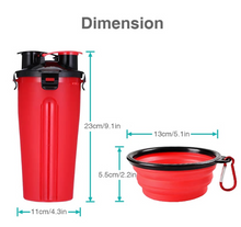 Load image into Gallery viewer, Pet Portable 2 in 1 Food Water Container with Folding Silicone Bowls