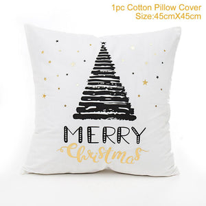 Set of 4 Christmas Cushion Cotton Linen Merry Christmas Cover Cushion