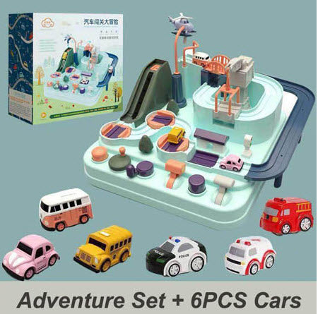 Children Racing Tracks Railcar Eco-Friendly Manual Car Adventure Track