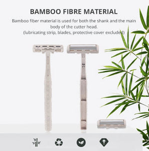 Biodegradable Bamboo Fiber Disposable Razor Body Hair Removal With 3 Blades