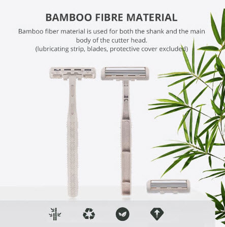 Biodegradable Bamboo Fiber Disposable Razor Body Hair Removal With 3 Blades