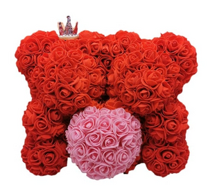 Rose Bear Heart Artificial Flower Rose Teddy Bear For Women.