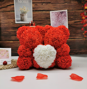 Rose Bear Heart Artificial Flower Rose Teddy Bear For Women.