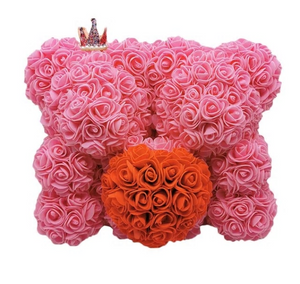 Rose Bear Heart Artificial Flower Rose Teddy Bear For Women.