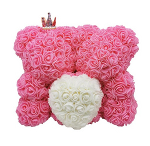 Rose Bear Heart Artificial Flower Rose Teddy Bear For Women.