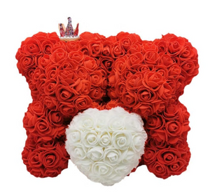 Rose Bear Heart Artificial Flower Rose Teddy Bear For Women.