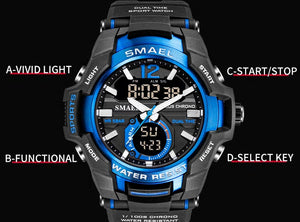 MEN Sport Watch Waterproof 50M Wristwatch Digital Military Army Clock