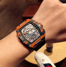 Load image into Gallery viewer, Men Luxury Rubber Watch Sapphire Automatic Mechanical Orange Black Carbon