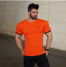 Load image into Gallery viewer, Men Short Sleeve T Shirt Fitness Bodybuilding Crossfitsmale Brand