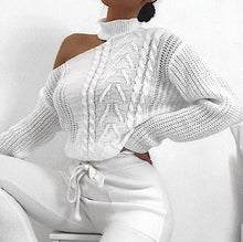 Load image into Gallery viewer, Women Sweater Turtleneck Bare Shoulders Knitted Pullovers