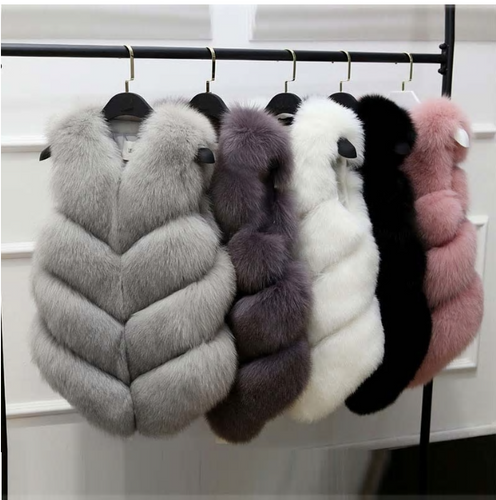 Women Faux Fur Winter Coat Waist Jacket