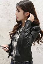 Load image into Gallery viewer, Women Autumn Leather Jacket Casual Slim Soft Moto Biker Streetwear