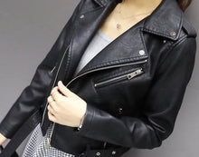 Load image into Gallery viewer, Women Short Soft Leather Jacket Fashion Zipper Motorcycle