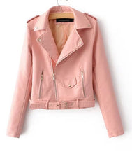 Load image into Gallery viewer, Women Short Soft Leather Jacket Fashion Zipper Motorcycle