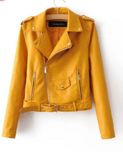 Load image into Gallery viewer, Women Short Soft Leather Jacket Fashion Zipper Motorcycle