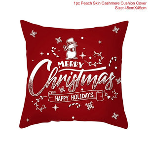 Set of 4 Christmas Cushion Cotton Linen Merry Christmas Cover Cushion