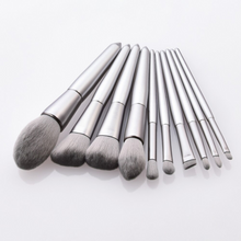 Load image into Gallery viewer, Eyebrow &amp; Eye Shadow Makeup Brushes Silver Set