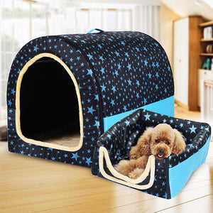 Warm PET House Comfortable Print Stars Kennel Foldable Sleeping Mat