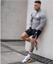 Load image into Gallery viewer, Sport Shirt Men Rashgard Zipper Neck Fitness Running T Shirt Long Sleeve