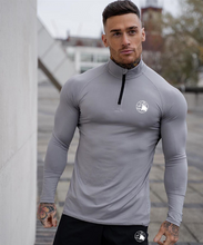 Load image into Gallery viewer, Sport Shirt Men Rashgard Zipper Neck Fitness Running T Shirt Long Sleeve