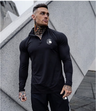 Load image into Gallery viewer, Sport Shirt Men Rashgard Zipper Neck Fitness Running T Shirt Long Sleeve